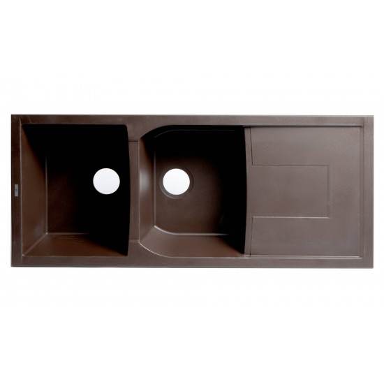 ALFI brand 46" Double Bowl Granite Composite Kitchen Sink with Drainboard
