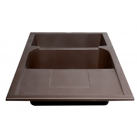ALFI brand 46" Double Bowl Granite Composite Kitchen Sink with Drainboard