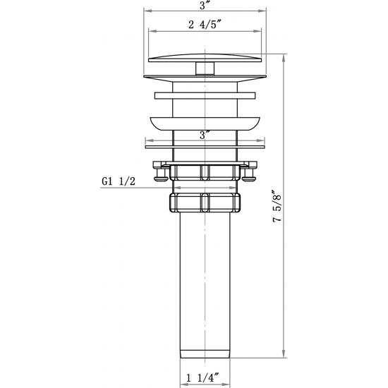 ALFI brand AB5009-BSS Brushed Stainless Steel Pop Up Drain for Sink w/o Overflow
