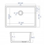 ALFI brand 24 inch Biscuit Single Bowl Fireclay Undermount Kitchen Sink