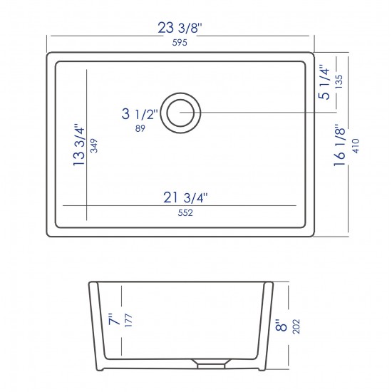 ALFI brand 24 inch Biscuit Single Bowl Fireclay Undermount Kitchen Sink