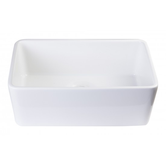 ALFI brand White 23" Smooth Apron Fireclay Single Bowl Farmhouse Kitchen Sink