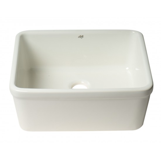 ALFI brand AB507 White 20" Single Bowl Apron Fireclay Farmhouse Kitchen Sink