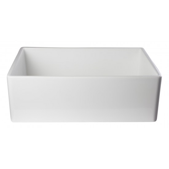 ALFI brand White 30" Contemporary Smooth Apron Fireclay Farmhouse Kitchen Sink