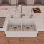 ALFI brand 32" Short Wall Double Bowl Lip Apron Fireclay Farmhouse Kitchen Sink