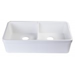 ALFI brand 32" Short Wall Double Bowl Lip Apron Fireclay Farmhouse Kitchen Sink