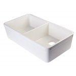 ALFI brand Biscuit 32" Double Bowl Lip Apron Fireclay Farmhouse Kitchen Sink