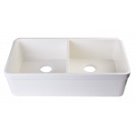 ALFI brand Biscuit 32" Double Bowl Lip Apron Fireclay Farmhouse Kitchen Sink