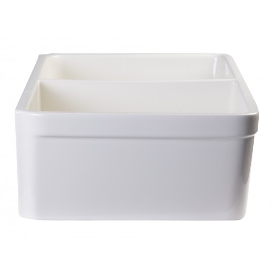 ALFI brand Biscuit 32" Double Bowl Lip Apron Fireclay Farmhouse Kitchen Sink