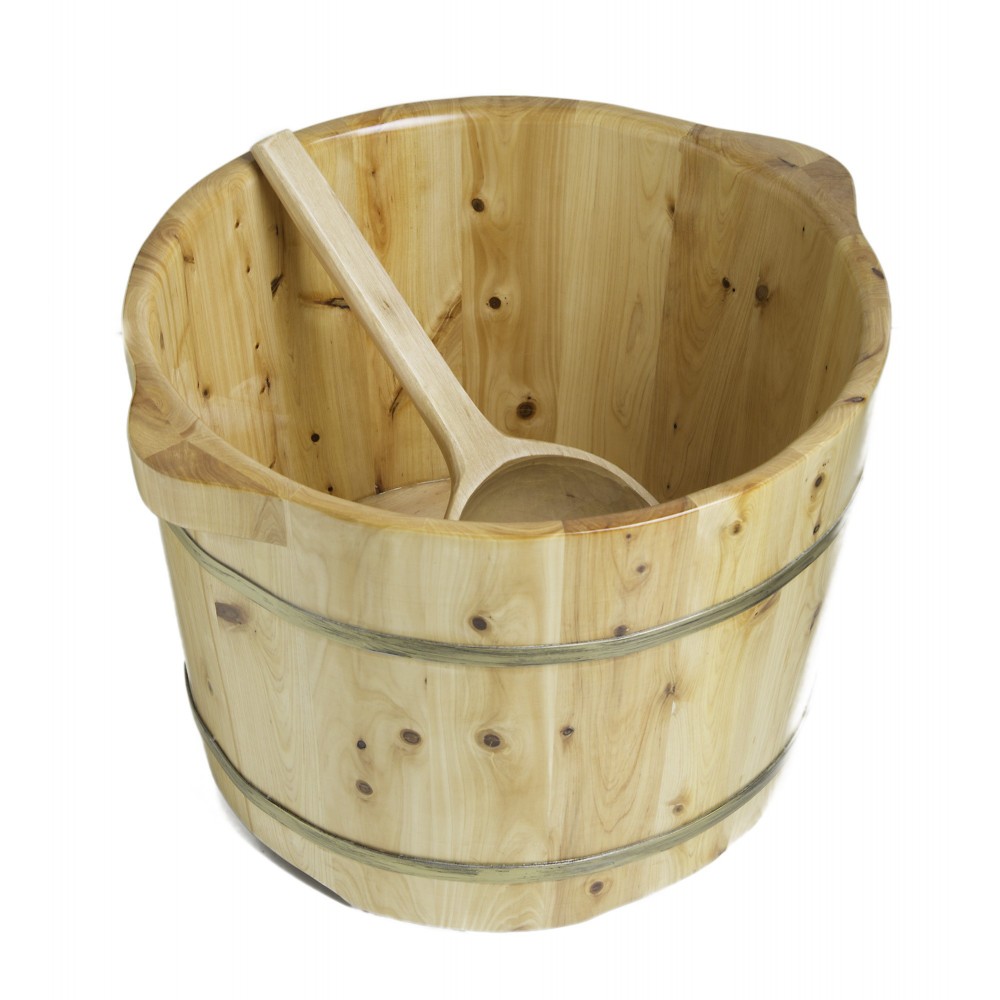 ALFI brand AB6604 Round Wooden Cedar Foot Soaking Tub