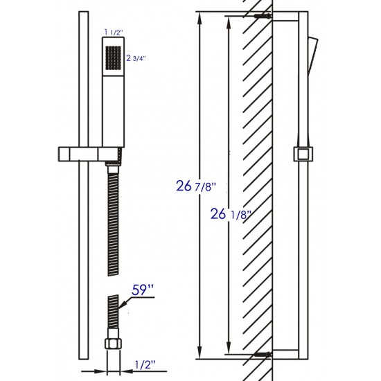 ALFI brand AB7606-PC Sliding Rail Hand Held Shower Head Set with Hose