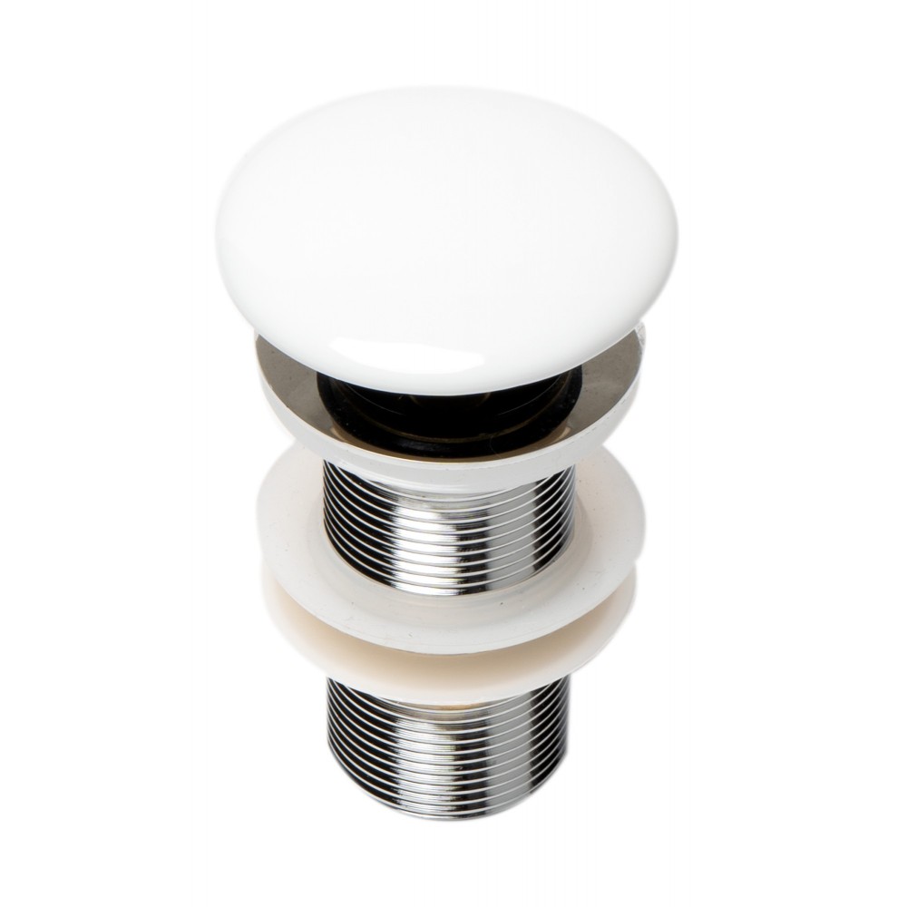 ALFI brand White Ceramic Mushroom Top Pop Up Drain for Sinks without Overflow