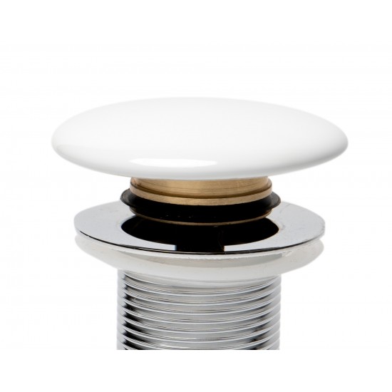 ALFI brand White Ceramic Mushroom Top Pop Up Drain for Sinks without Overflow