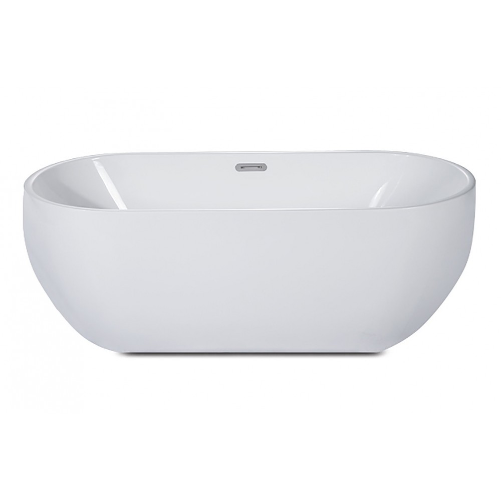 ALFI brand AB8838 59 inch White Oval Acrylic Free Standing Soaking Bathtub