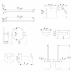 ALFI brand AB9513-BN Brushed Nickel 6 Piece Matching Bathroom Accessory Set