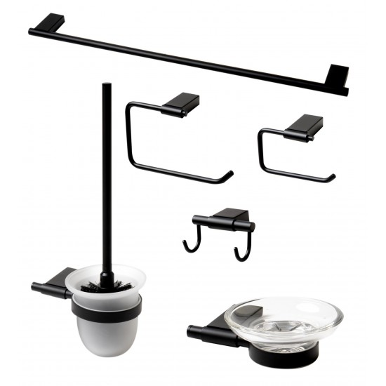 ALFI brand AB9515-BM Black Matte 6 Piece Bath Accessory Set