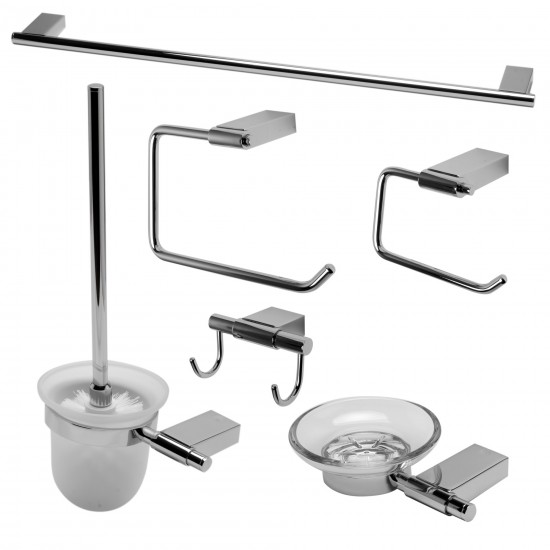 ALFI brand AB9515-PC Polished Chrome 6 Piece Matching Bathroom Accessory Set