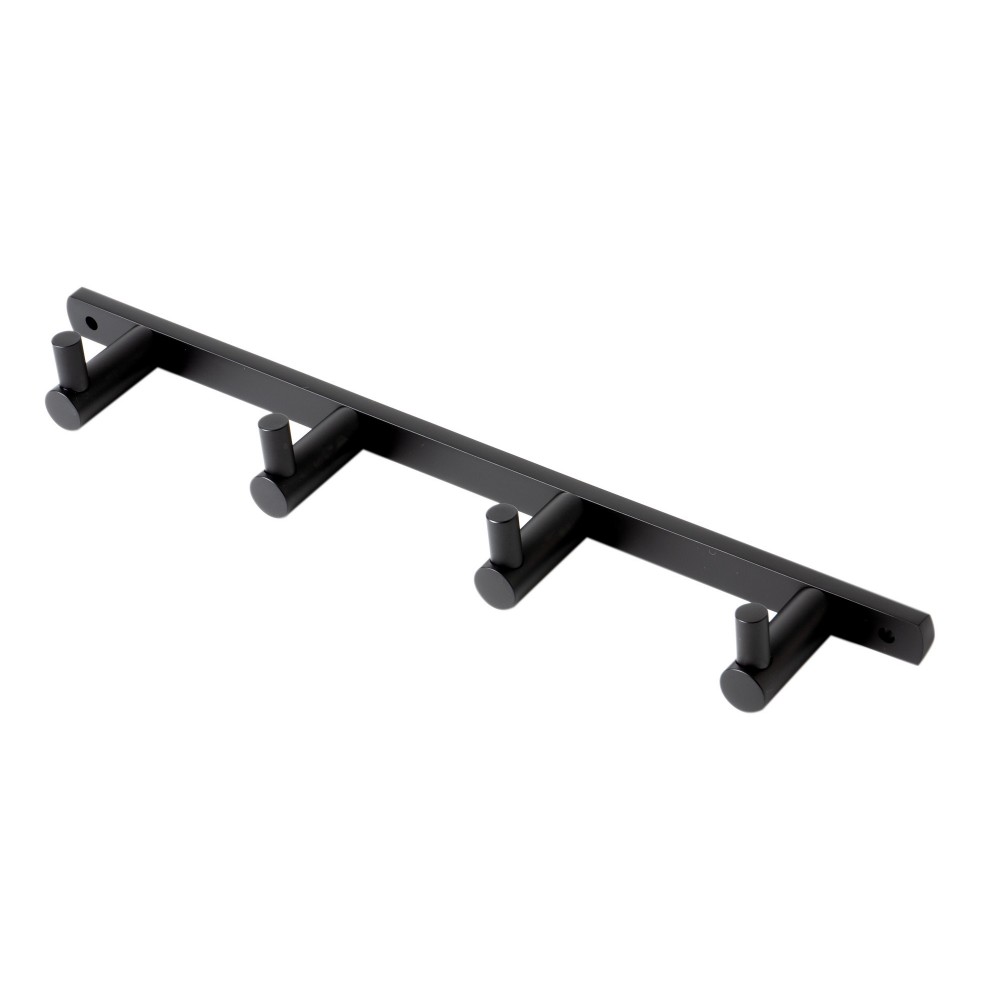 ALFI brand AB9528-BM Black Matte Wall Mounted 4 Prong Robe / Towel Hook