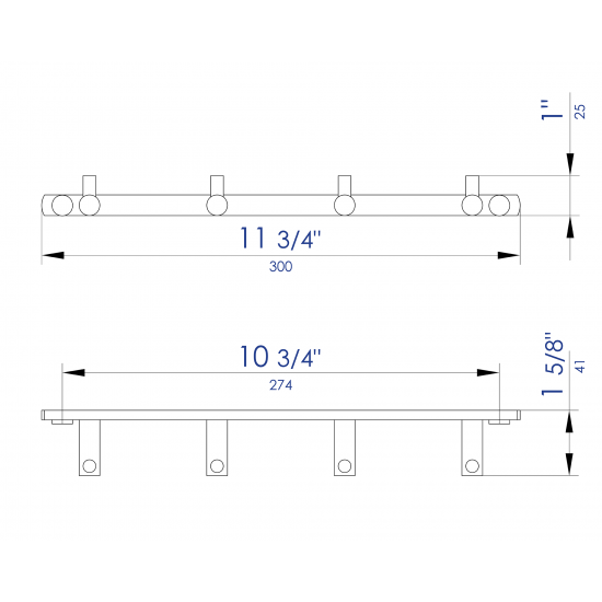 ALFI brand AB9528-BM Black Matte Wall Mounted 4 Prong Robe / Towel Hook