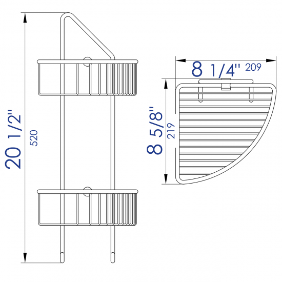 ALFI brand Corner Mounted Double Basket Shower Shelf Bathroom Accessory