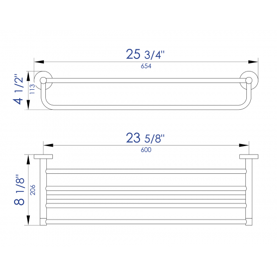 ALFI brand AB9538-BN Brushed Nickel 26 inch Towel Bar & Shelf Bathroom Accessory