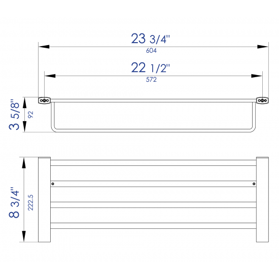 ALFI brand AB9539-BN Brushed Nickel 24 inch Towel Bar & Shelf Bathroom Accessory