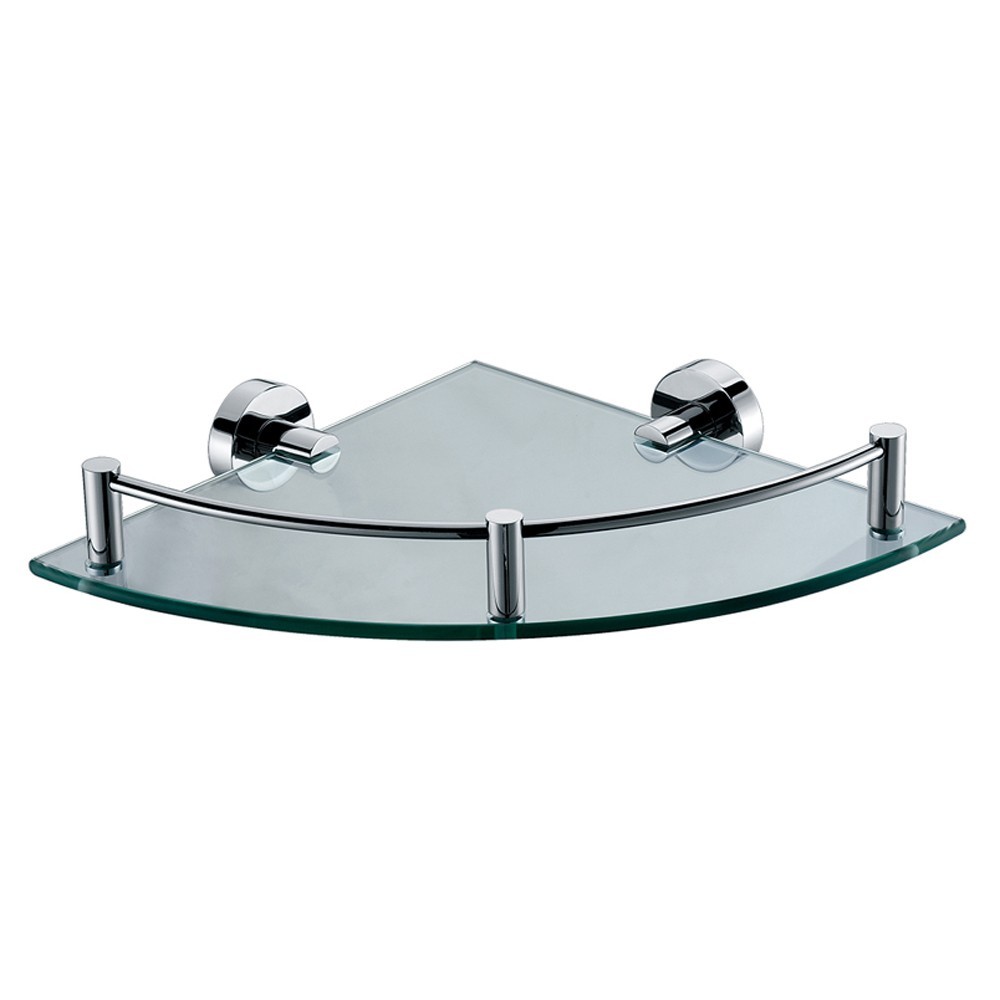 ALFI brand Polished Chrome Corner Mounted Glass Shower Shelf Bathroom Accessory