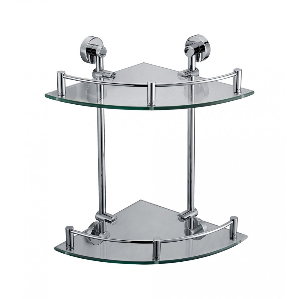 ALFI brand Corner Mounted Double Glass Shower Shelf Bathroom Accessory ALFI brand Corner Mounted Double Glass Shower Shelf Bathroom Accessory