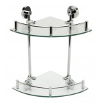 ALFI brand Corner Mounted Double Glass Shower Shelf Bathroom Accessory