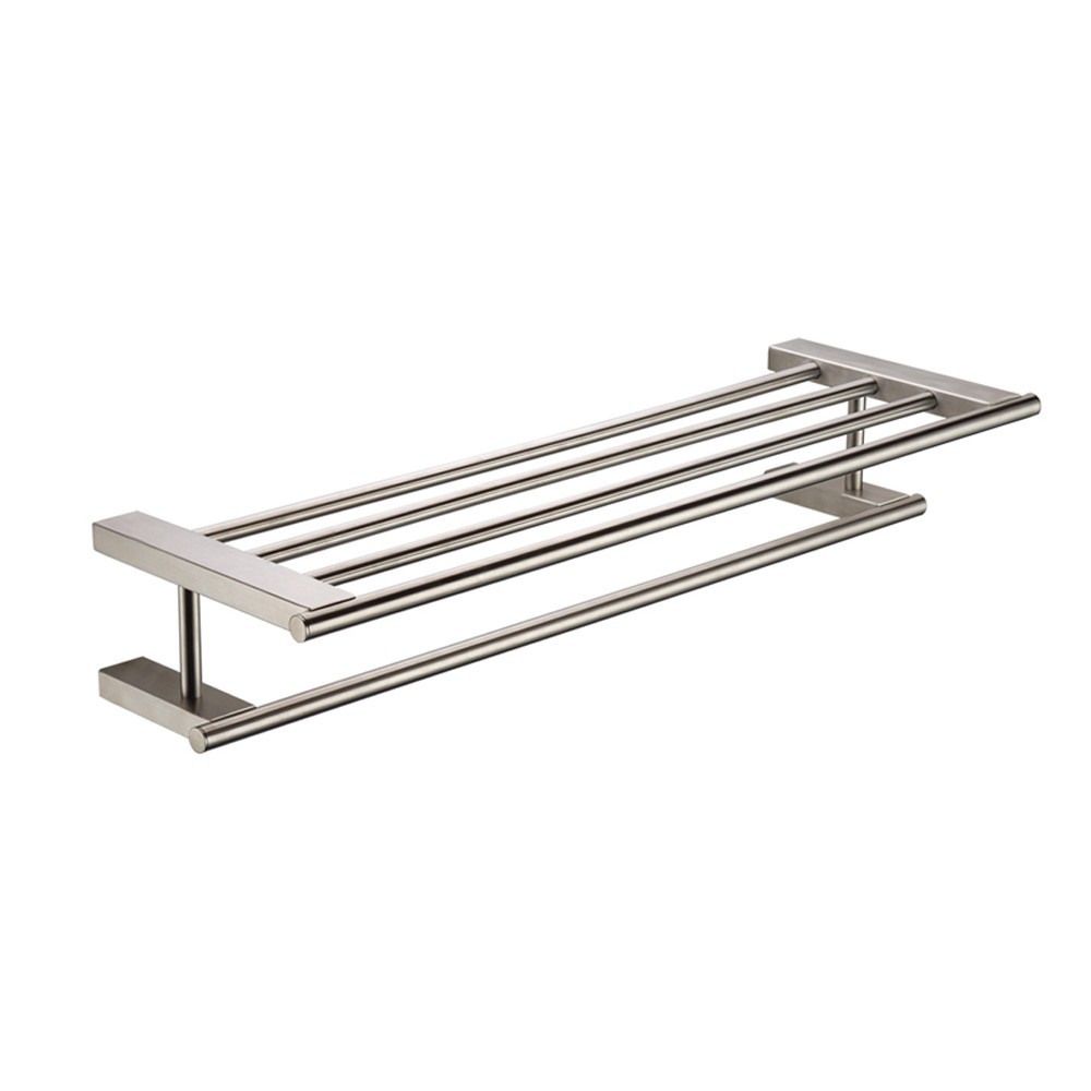 ALFI brand AB9564-BN Brushed Nickel 26 inch Towel Bar & Shelf Bathroom Accessory