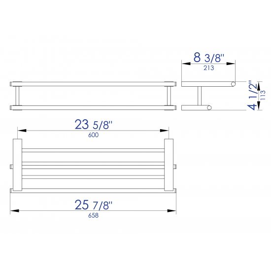 ALFI brand AB9564-BN Brushed Nickel 26 inch Towel Bar & Shelf Bathroom Accessory