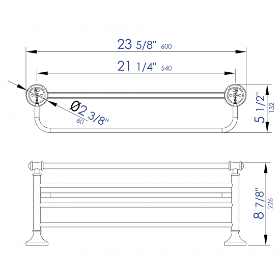 ALFI brand AB9583 Polished Chrome 23 inch Towel Bar & Shelf Bathroom Accessory