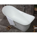 ALFI brand AB9915 74" White Solid Surface Smooth Resin Soaking Slipper Bathtub