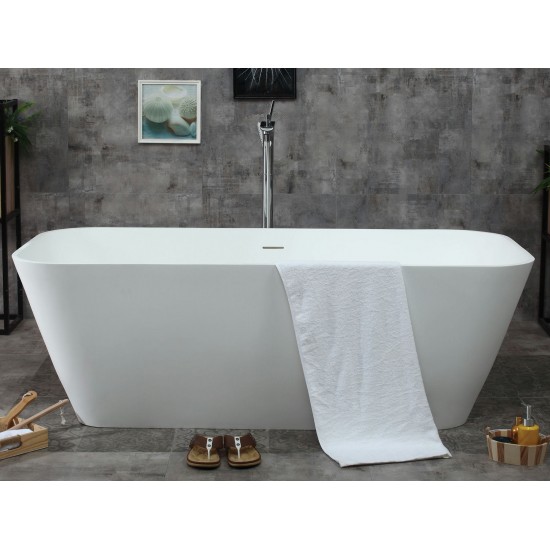 ALFI brand AB9952 67" Rectangular Solid Surface Smooth Resin Soaking Bathtub