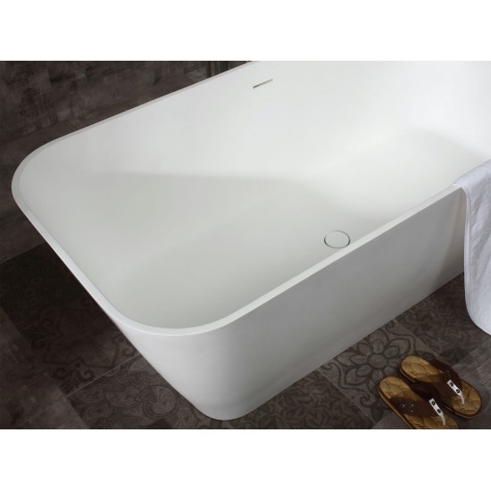 ALFI brand AB9952 67" Rectangular Solid Surface Smooth Resin Soaking Bathtub