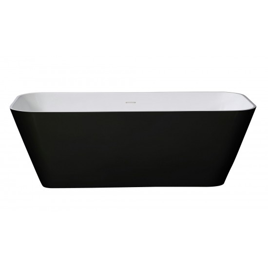 ALFI brand 67" Black & Matte Rectangular Solid Surface Resin Soaking Bathtub