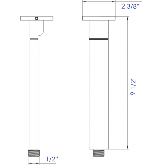 ALFI brand AB9SC-PC Polished Chrome 9" Modern Square Ceiling Mounted Shower Arm
