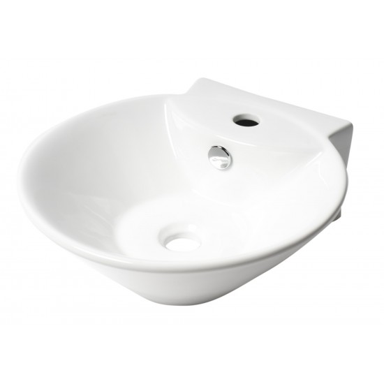 ALFI brand ABC113 White 17" Round Wall Mounted Ceramic Sink with Faucet Hole