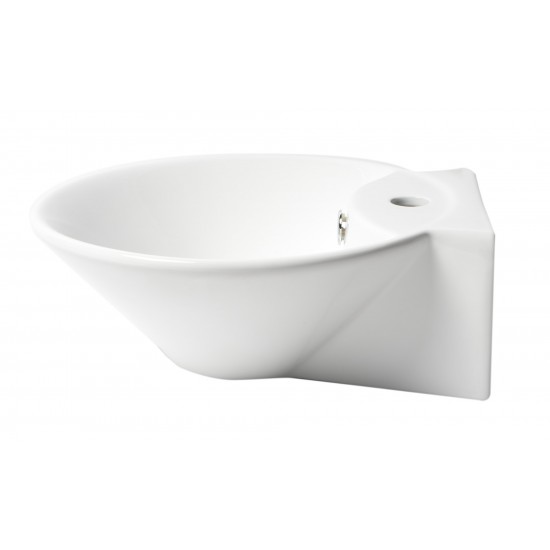 ALFI brand ABC113 White 17" Round Wall Mounted Ceramic Sink with Faucet Hole