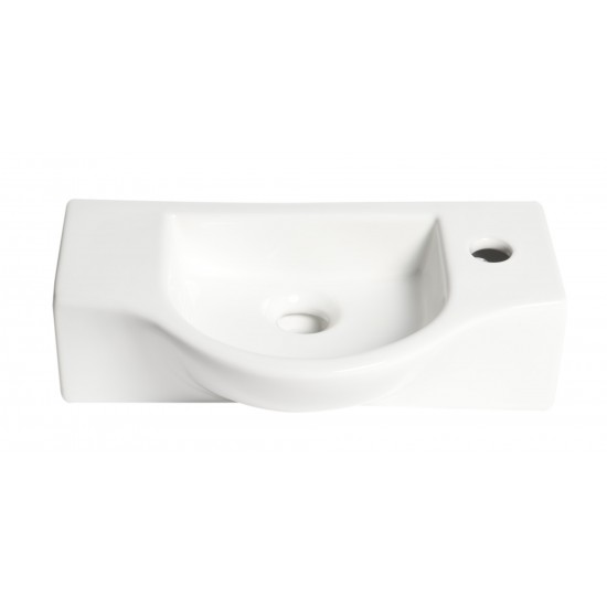 ALFI brand ABC114 White 18" Small Wall Mounted Ceramic Sink with Faucet Hole