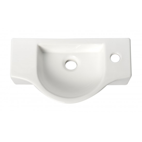 ALFI brand ABC114 White 18" Small Wall Mounted Ceramic Sink with Faucet Hole