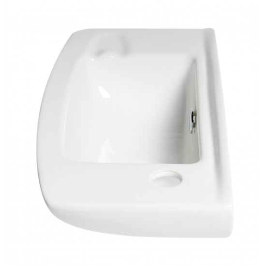 ALFI brand ABC115 White 20" Small Wall Mounted Ceramic Sink with Faucet Hole