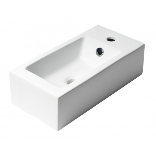 ALFI brand 20" Small Rectangular Wall Mounted Ceramic Sink with Faucet Hole