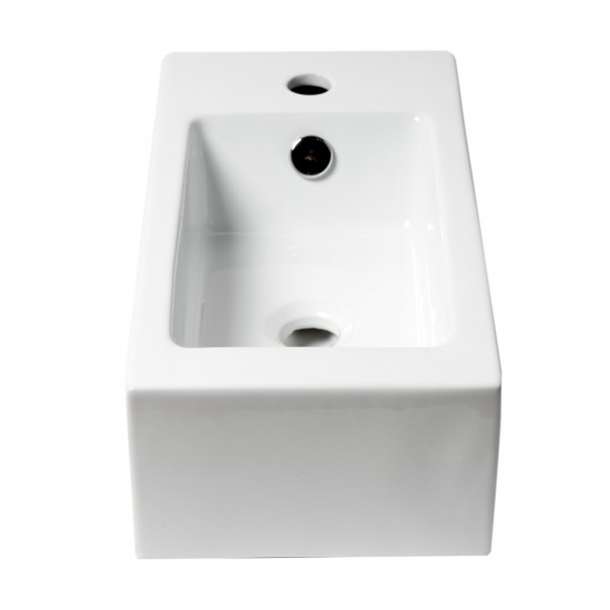 ALFI brand 20" Small Rectangular Wall Mounted Ceramic Sink with Faucet Hole