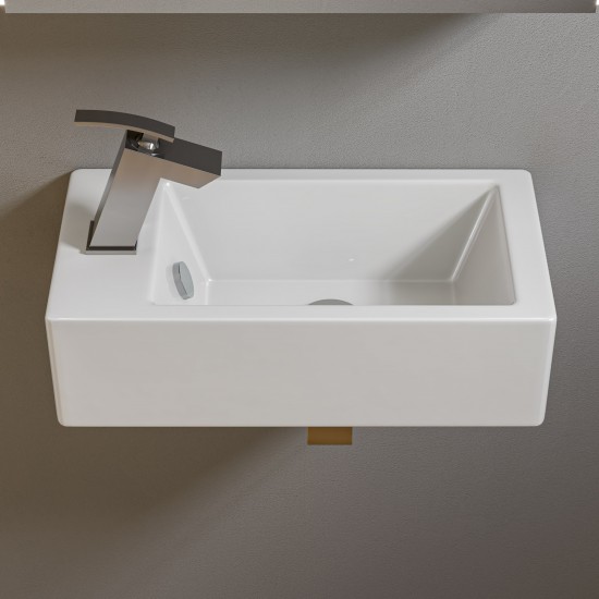 ALFI brand 20" Small Rectangular Wall Mounted Ceramic Sink with Faucet Hole