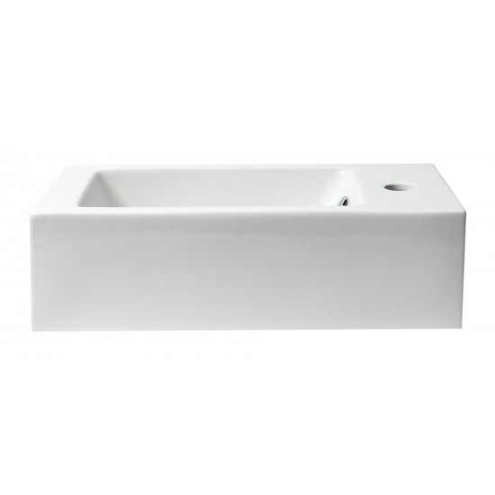 ALFI brand 20" Small Rectangular Wall Mounted Ceramic Sink with Faucet Hole