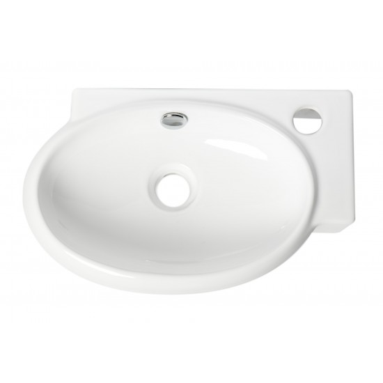 ALFI brand ABC117 White 17" Small Wall Mounted Ceramic Sink with Faucet Hole