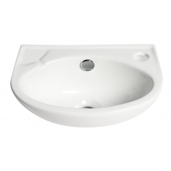 ALFI brand ABC118 White 14" Small Wall Mounted Ceramic Sink with Faucet Hole