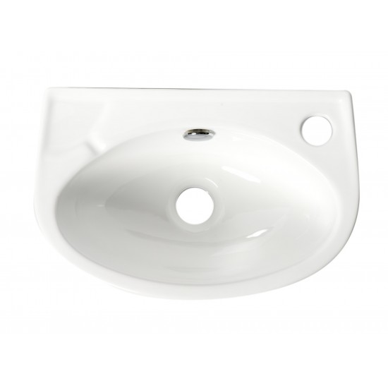 ALFI brand ABC118 White 14" Small Wall Mounted Ceramic Sink with Faucet Hole