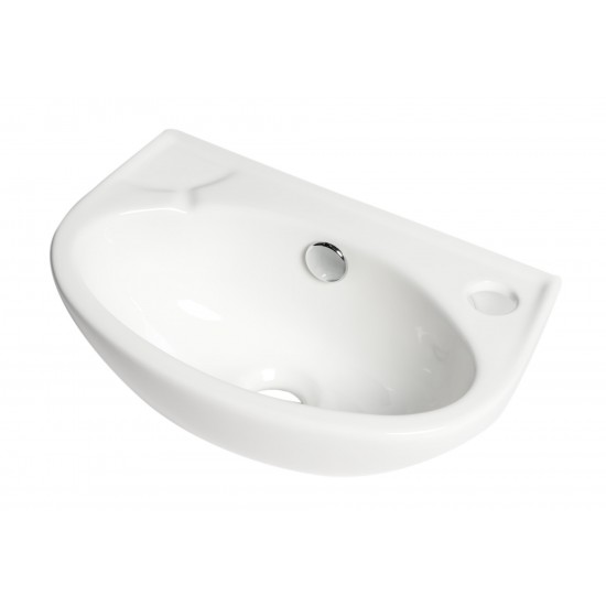 ALFI brand ABC118 White 14" Small Wall Mounted Ceramic Sink with Faucet Hole